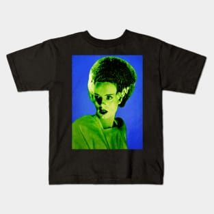 Blue and Green Bride of Frankenstein Kids T-Shirt